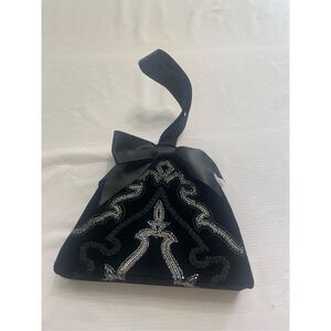 Hashimoto Black Velvet 50s Embellished Purse Handbag